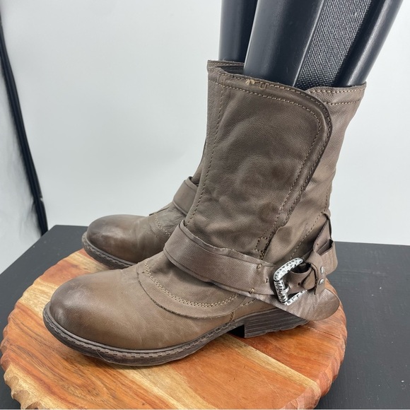 Report Motorcycle Boots woods brown leather fold over Sz 9.5 - Picture 4 of 9